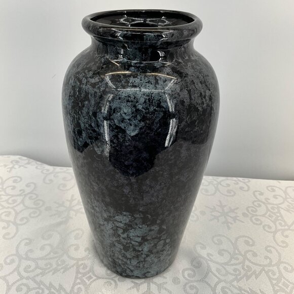 Harris Pottery Ceramic Vase Black Mottled Glaze Made In Usa Chicago - Picture 3 of 7